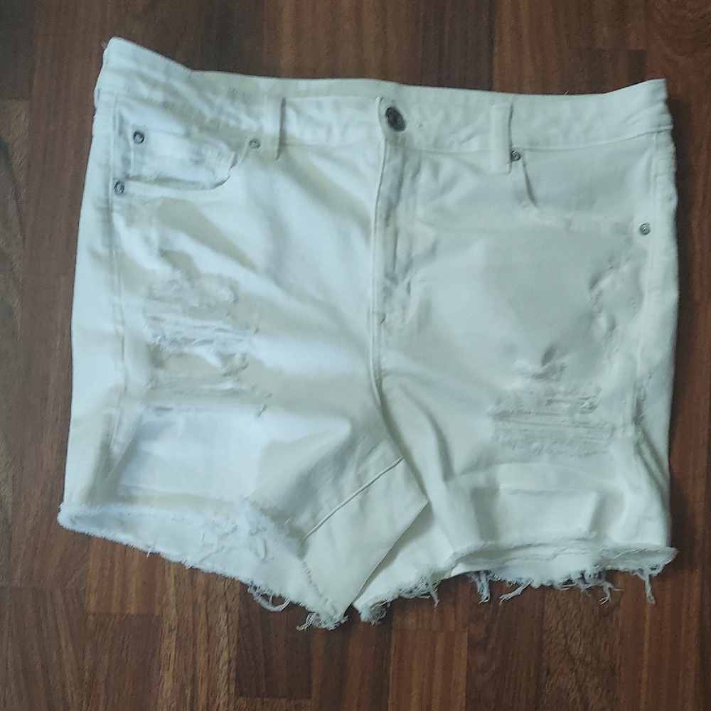 American Eagle Outfitters White High-Waisted Jean Shorts